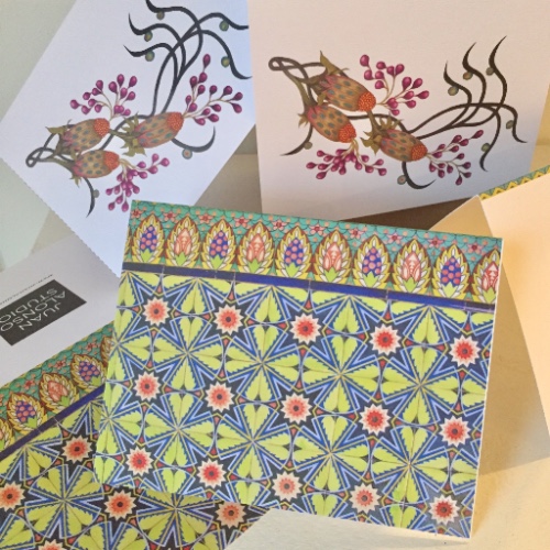 Sets of 5 greeting cards with envelopes. Two different designs. $10 set.